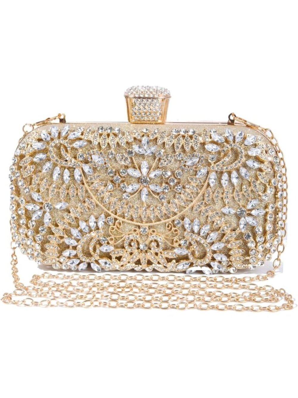〽️Women's Golden Tote Shoulder Rhinestone Chain Crossbody Handbag Evening Bags